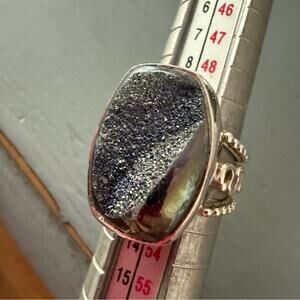 PJC Druzy Stone 925 Sterling Silver Ring Size 6